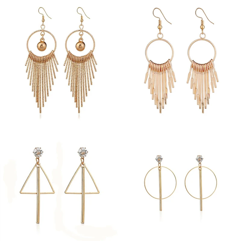 

Fashion Vintage Swing Earrings for Women Jewelry Shiny Gold Silver Tassel Earring Long Drop Dangle Earring Wedding Oorbellen