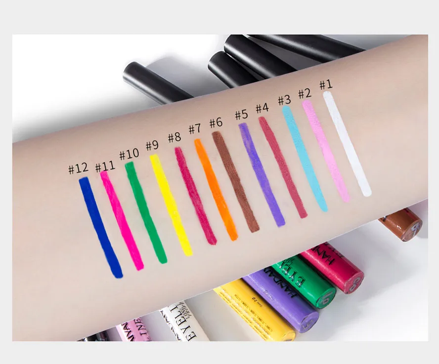 Delineador de Longa Kit à Prova Cores Dwaterproof Água Fosco Neon Colorido Lápis Duração Maquiagem Líquido Olho Forro Azul Olhos Verdes Cosméticos Caneta 12 - 6 fosco neon colorido lápis delineador de longa