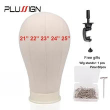 Plussign пробковая Брезентовая головка с подставкой набор 21 22 23 24 25 дюймов манекен голова парик стоит с париком блокируя булавки