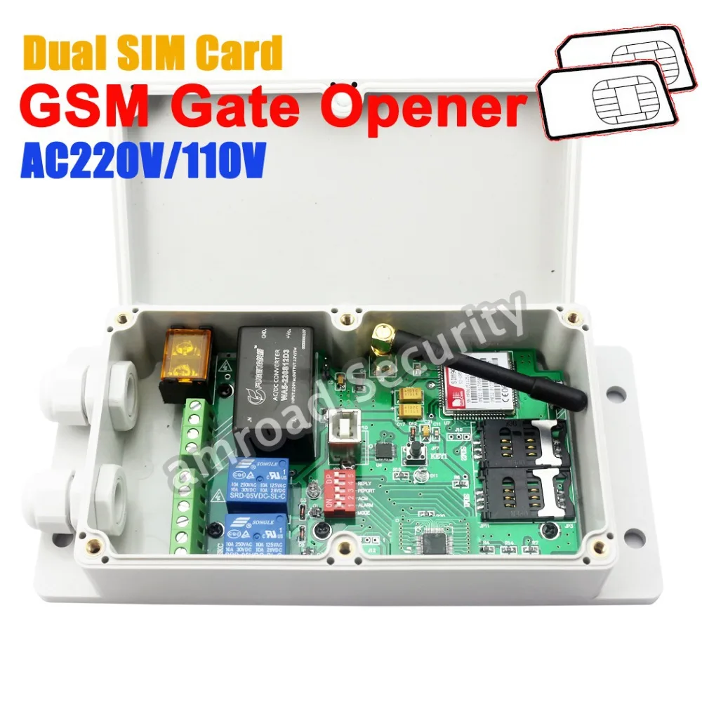 Dual SIM Card GSM Gate Opener SMS Remote Controller Relay Switch USB