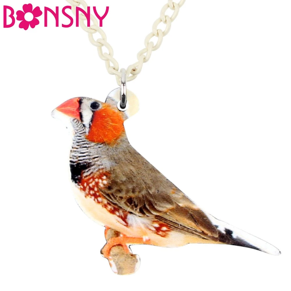 Bonsny Acrylic Australian Zebra Finch Bird Necklace Pendant Long Chain Collar Cartoon Animal Jewelry For Women Girls Gift Bijoux Pendant Necklaces Aliexpress