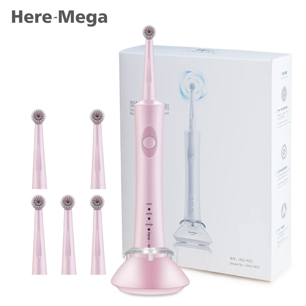 

Here Mega Electric Toothbrush Rotating Adult Toothbrush USB Charging Waterproof Cleaning Toothbrush Heads Replaceable Smart Gift