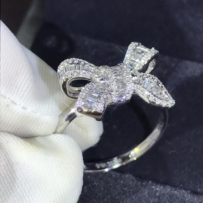 

Austria Crystal rings Gold Color finger Bow ring wedding engagement Zircon Crystal Rings women jewelry wholesale