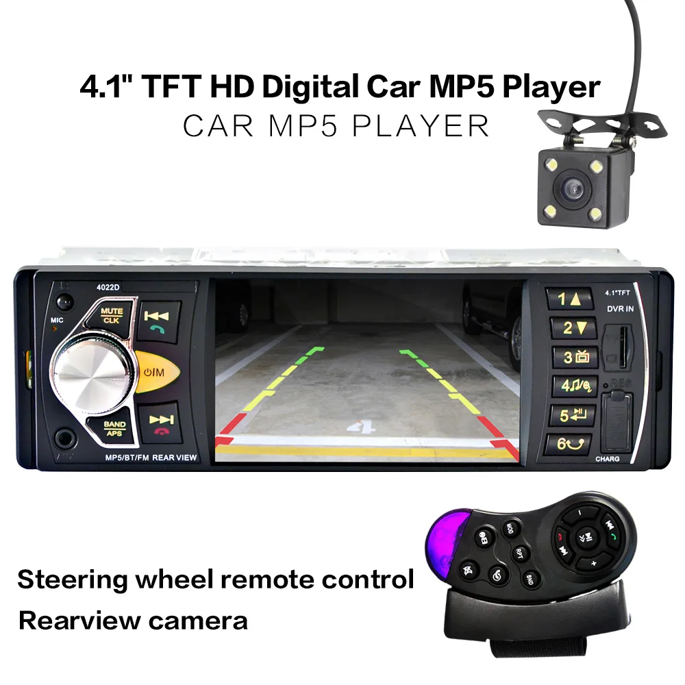 Car Radio 1 din 4022d FM radio car Auto MP4/MP5 Audio Stereo Bluetooth Autoradio Support Rearview Camera Steering Wheel Contral