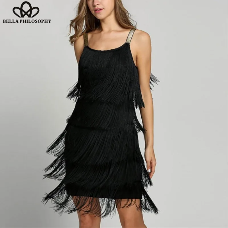 Wonder Stripe Tassel Mini Dress Cintage Great Flapper Costume Party Dance Tiered Fringe Swing Party Dress With Headband 2019 XXL