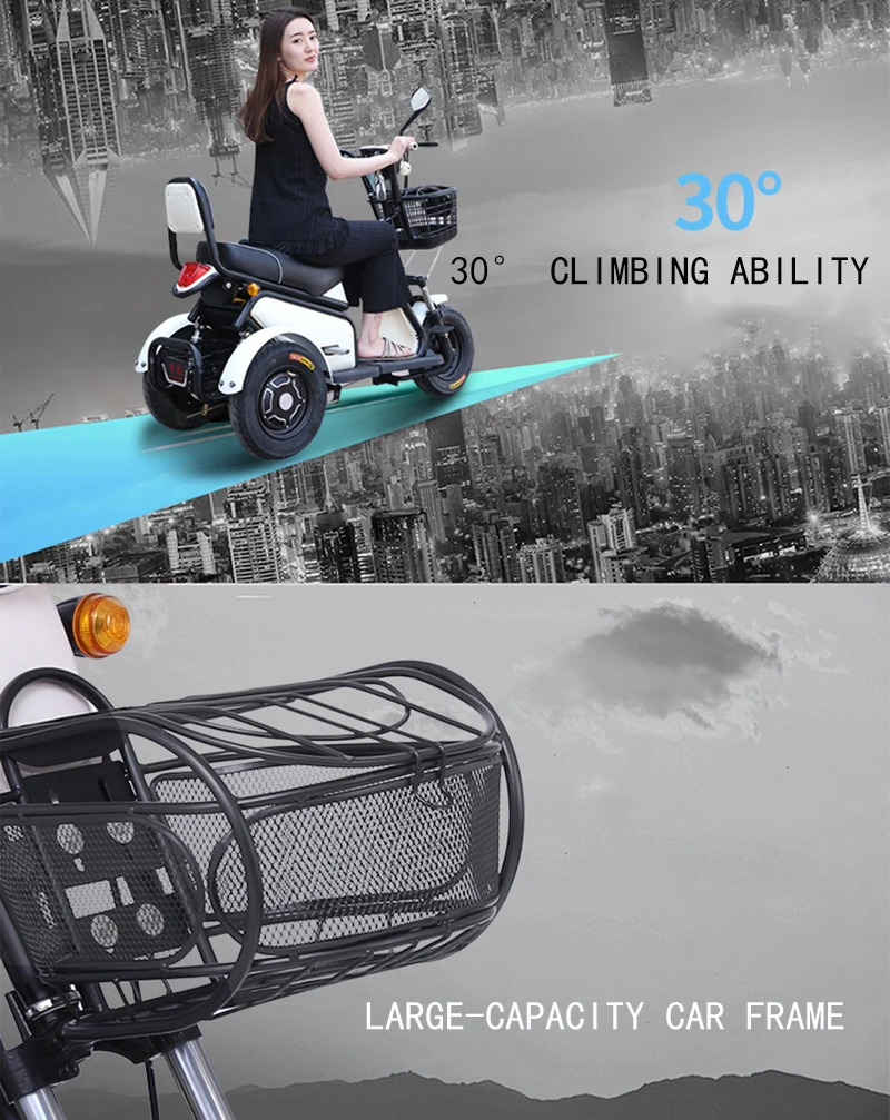 Excellent Adult Electric tricycle Citycoco Electric scooter Mini leisure Electric bicycle  500W LED Electric Motorcycles 4