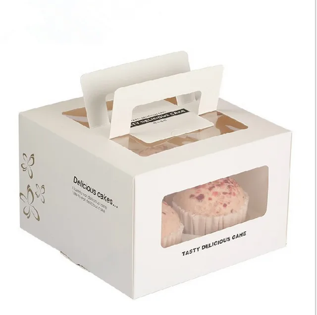 Square Windowed Portable 4 grid Portable cake box Cheesecake Cupcakes