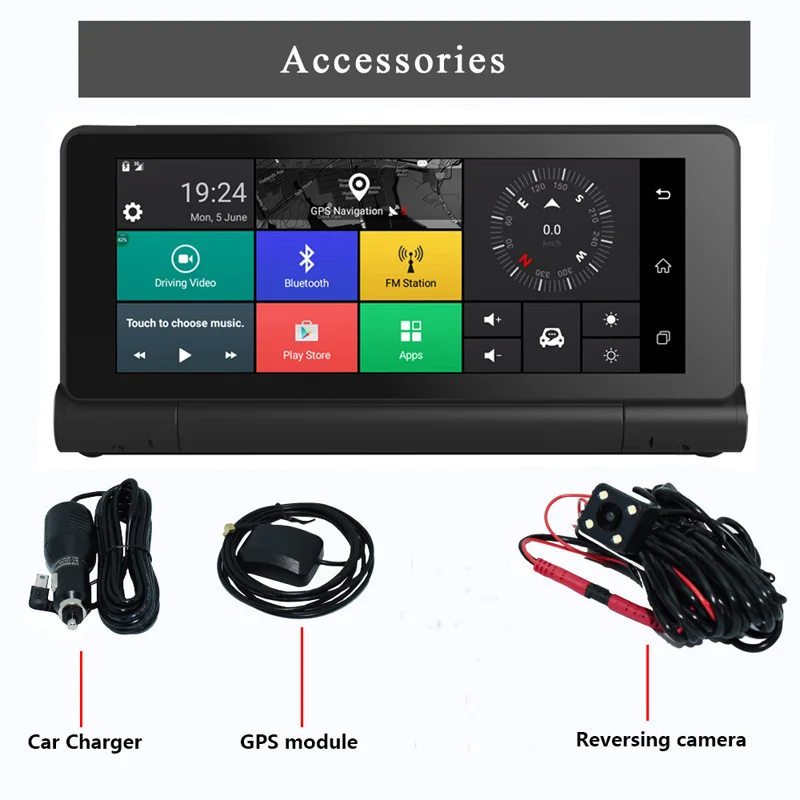 Видеорегистратор автомобильный 7 0 дюйма Full HD 1080P 4G Wi Fi ADAS Android 5 1 GPS навигация