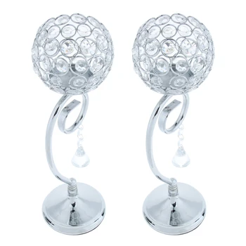 

35cm Crystal Votive Tea Light Candle Holder Candlestick Wedding Mood Light Holder Cup Bowl 2Pcs