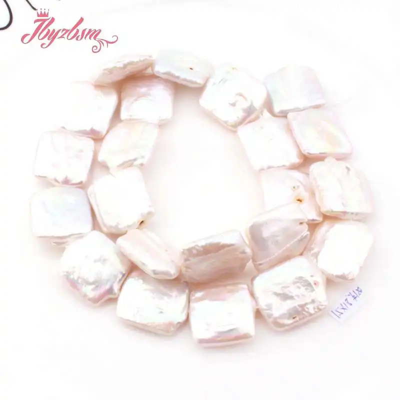 15x18 мм прямоугольные пресноводные жемчужные бусины из природного камня свободные бусины для DIY ожерелье браслет ювелирных изделий 14," - Цвет: White