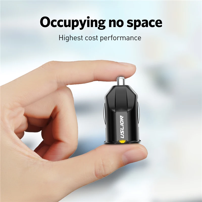 USLION البسيطة 2 ميناء USB شاحن سيارة محول ل فون سامسونج 2.1A USB شاحن الهاتف المحمول المزدوج USB سيارة- شاحن السيارات شاحن