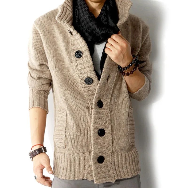 2018 الرجال الخريف الشتاء سترة معطف صالح سليم محبوك Sweatercoat سترة الذكور الوقوف طوق عارضة سترة البلوزات S-3XL