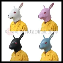 100% Latex Halloween Animal Mask Latex Rabbit Masks Fit Adult Size Realistic Rabbit Full Head Masquerade Party Cosplay Props Toy