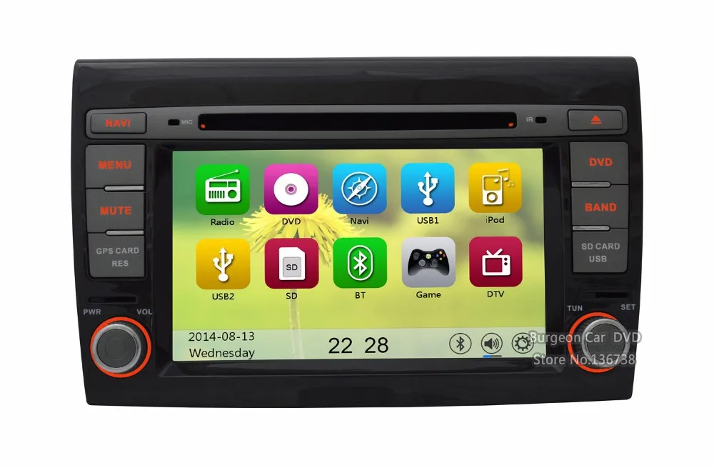 Top Factory price Touch screen Car DVD For Fiat Bravo 2007 2008 2009 2010 2011 2012 2013 2014 GPS System 3G WIFI BT Stereo Radio 24
