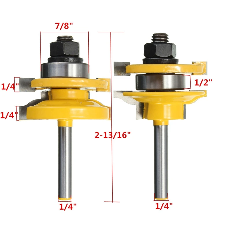 

Shank Rail And Stile Wood Router Bit Set Standard Ogee Woodworking Drill Bit Cutter Power Tool Kit 2Pcs/set 1/4 Inch