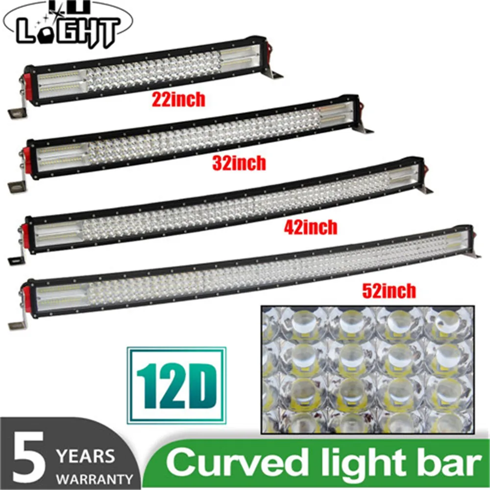 CO LIGHT 22 32 42 52 дюймов 12D изогнутая Светодиодная панель для работы комбо 4 ряда