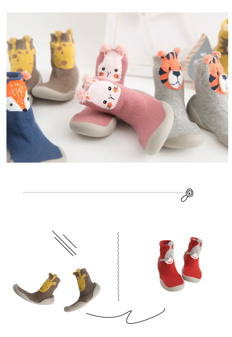 Г. Обувь для малышей детская обувь с тигром, оленем, котом Нескользящие хлопковые носки с мягкой подошвой детские тапочки животные tTZ05