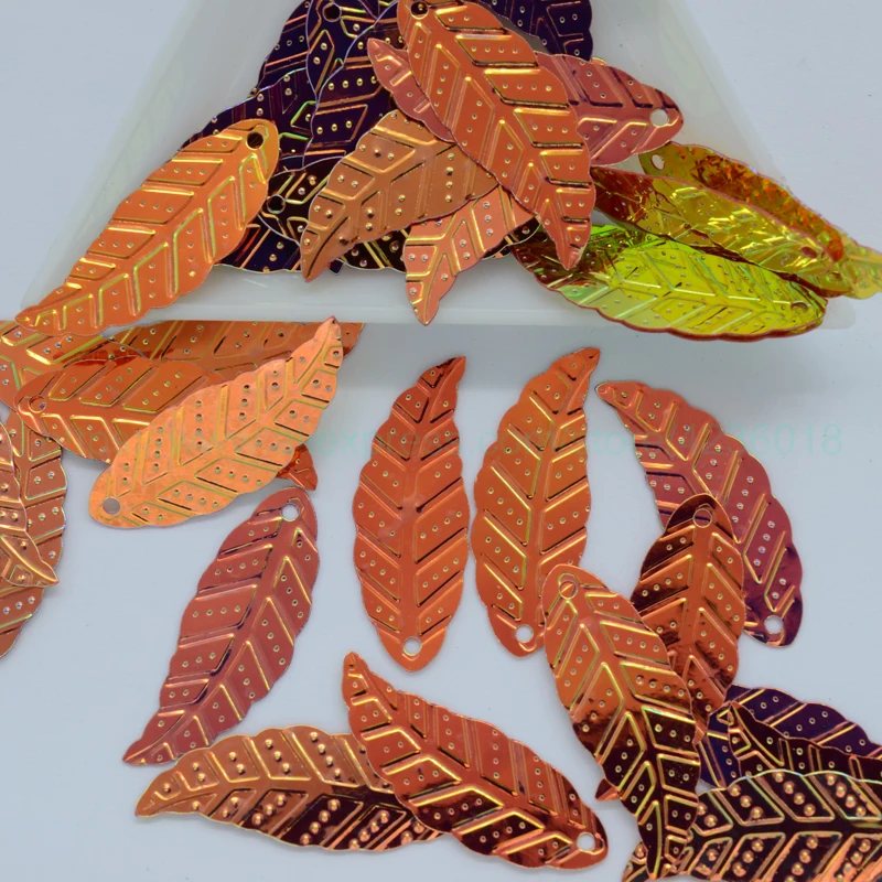 10*29mm Brilliant Orange leaf Shape Loose Sequins Pailettes For Kid DIY Party Christmas Decoration clothing Garment Accessories | Дом и сад