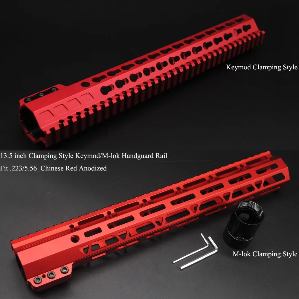 TriRock 13,5 ''дюймовый зажима Стиль Keymod/M-lok цевье железнодорожных Пикатинни Крепление Системы Fit. 223/5. 56_Chinese красный анодированный