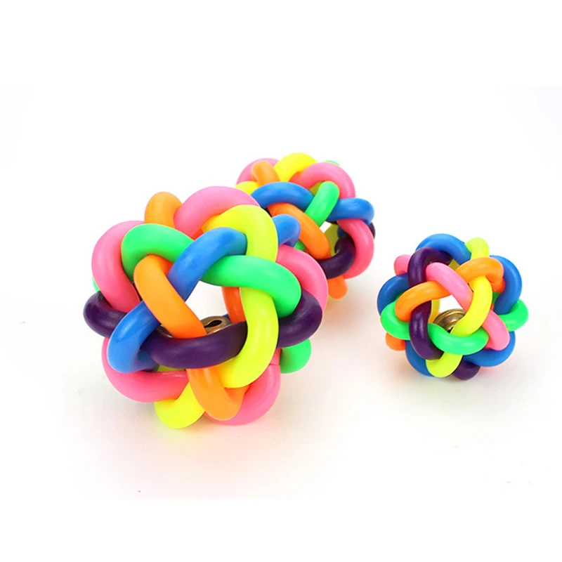 5PCS Pet Dog Cat Toys Rubber Balls With Bell Chew Toys For Dog Cat