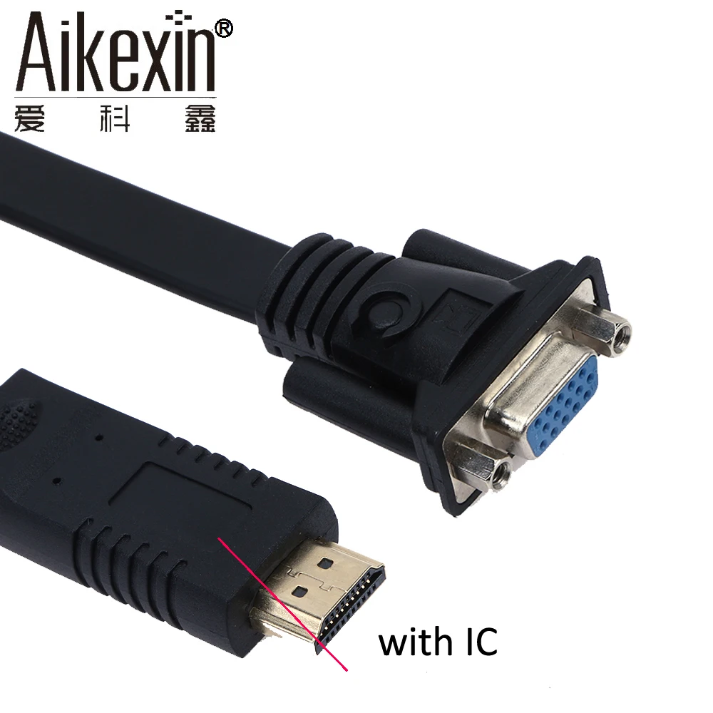 HDMI to VGA Cable With IC,Aikexin Gold Plated HDMI to VGA Adapter (Male