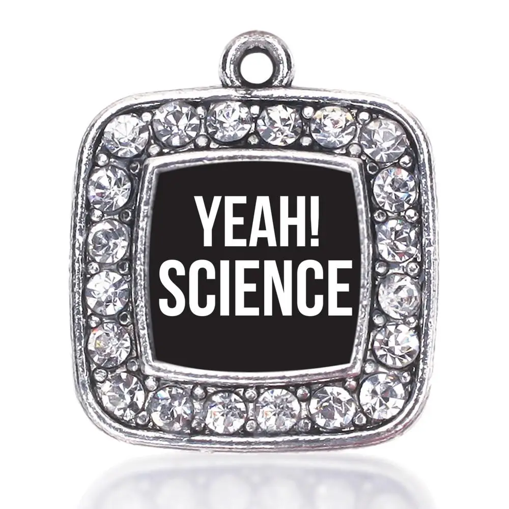 

YEAH! SCIENCE SQUARE CHARM ANTIQUE SILVER PLATED CRYSTAL JEWELRY