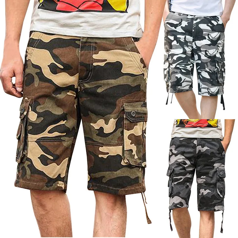 Laamei Multi Pocket Summer Men's Baggy Shorts Camouflage Cargo Shorts