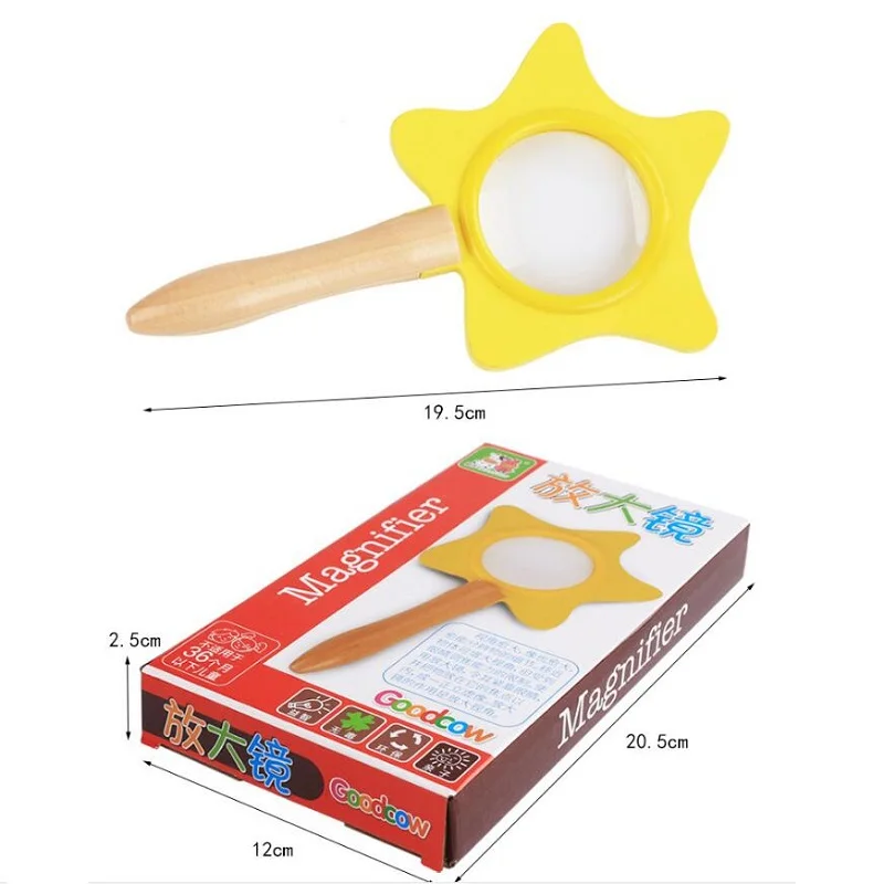 Ciencia SUKIToy Mini Lupa De Madera Montessori Early Educativos Juguetes Para Niños Brinquedos Brinquedo Educativo 19.5 cm