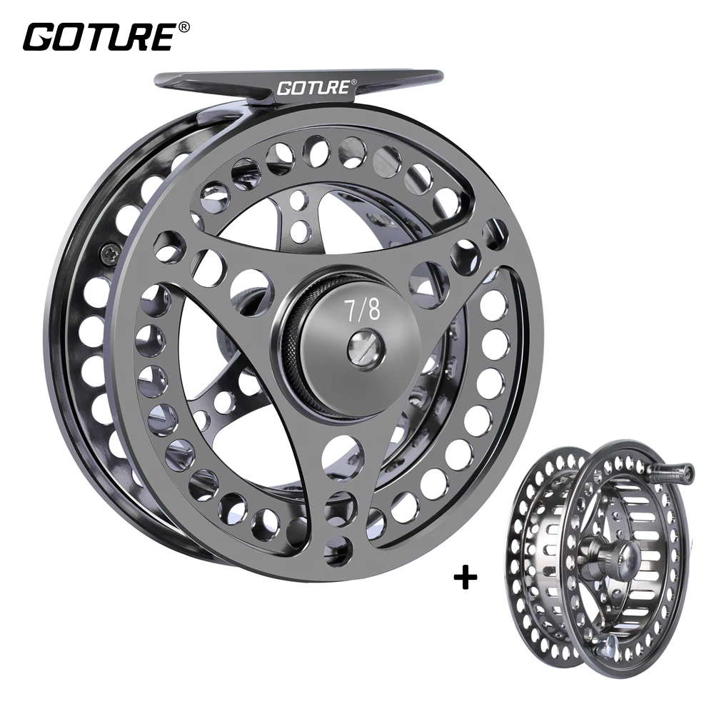 Goture 3/4, 5/6, 7/8, 9/10 de peso mosca pesca mecanizadas CNC grande Arbor vuela carrete 2 + 1BB 1:1 para la pesca de trucha Accesorios - 1
