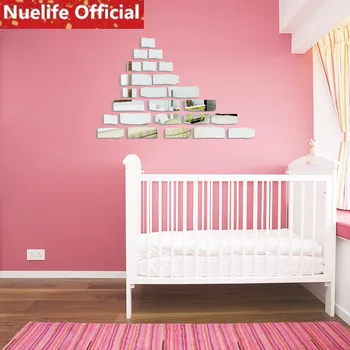 

Cartoon brick pattern mirror stickers kids room kindergarten living room bedroom TV sofa background decoration wall stickers