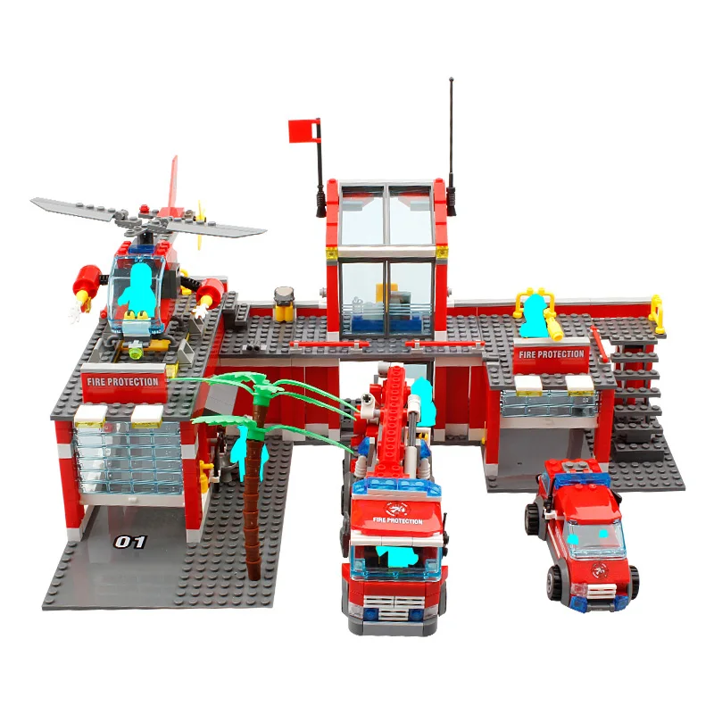 Pаспродажа KAZI городской транспорт пожарный дом грузовик Вертолет машина создатель мини строительные блоки фигурки Кирпичи DIY legoinglys игрушки для детей