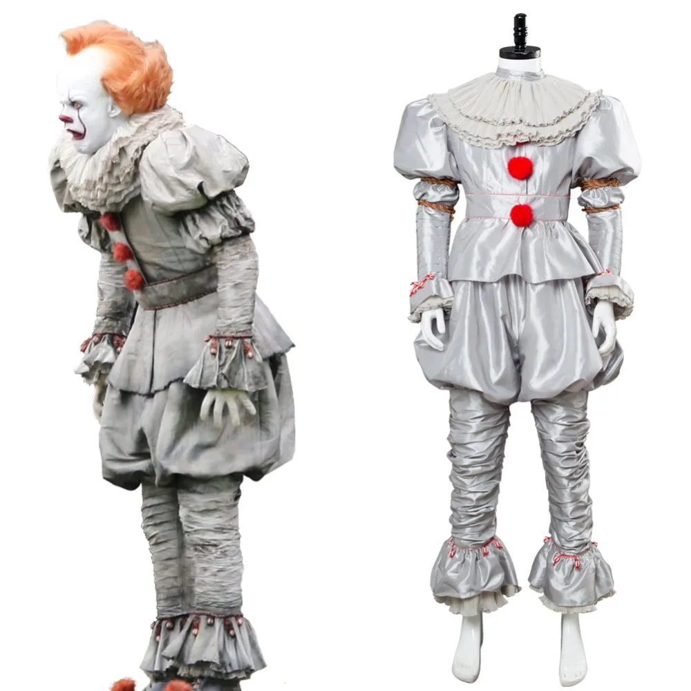 Стивен Кинг это 2 Pennywise косплей костюм Взрослый клоун Мужчины Женщины Хэллоуин Карнавальный Фильм Костюм ужас