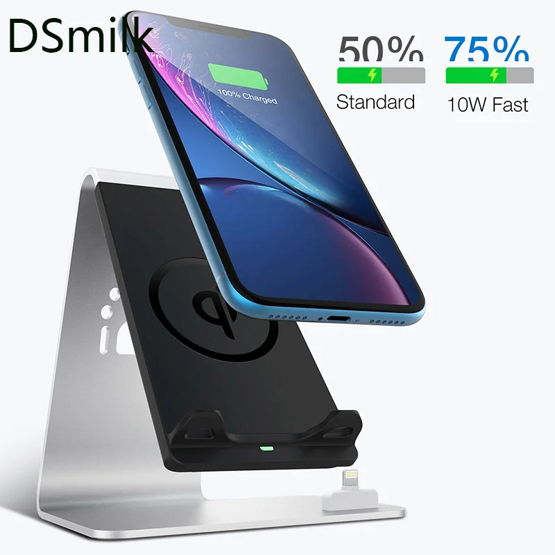 

DSmilk QI Wireless Charger Fast Charging for Samsung S8 S9 Apple Airpads iPhone 8 X Mobile Phone Stand Quick Charge 2.0 3.0