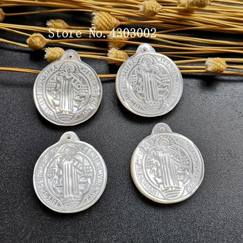 

30pcs/lot 21mm Natural Jesus of Nazareth &Cross san benito Mother of Pearl Shell Beads san benito MOP for DIY Jewelry