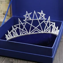 New Arrival Lucky Star Shape Bridal Hair Accessories Tiaras Beauty Party Show Cubic Zirconia Crown Fashion Jewelry H-017
