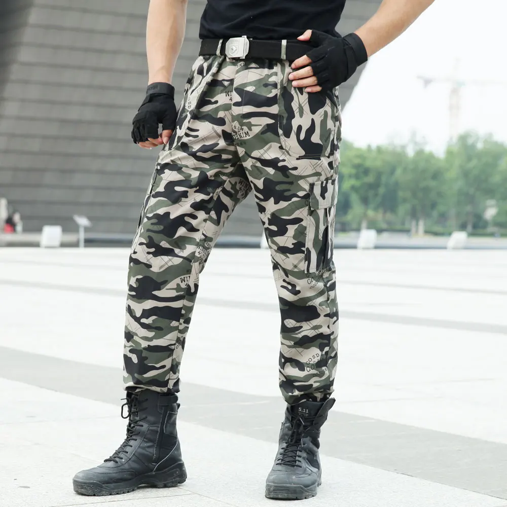 

Men's Outdoor Tactical Cargo Pants Commandos Combat Army Military Overalls Camouflage Pants Climbing Trousers for Hiking Hunting