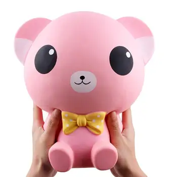 

25CM Large Cartoon Bear with Bowknot Squishy Toy Photography Prop Decor