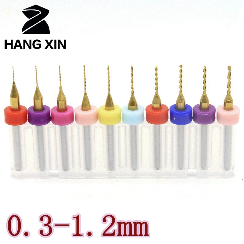 

Titanium coated tungsten carbide PCB drill bit set 0.3-1.2mm CNC circuit board drilling tool 10PCS metal / woodworking drill bit
