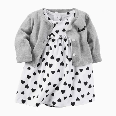 Весенняя одежда для маленьких девочек хлопковый кардиган с длинными рукавами, платье принцессы комплект для маленьких девочек, одежда для младенцев комплект одежды для малышей - Цвет: YT-017-44