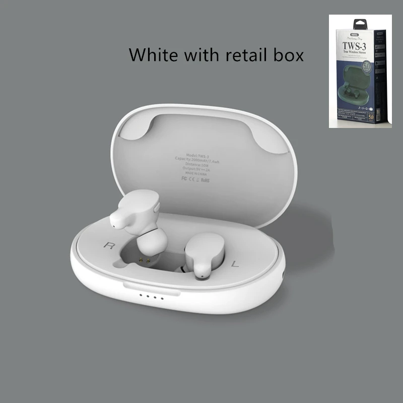Remax TWS-3, беспроводная гарнитура, Bluetooth, наушники, наушники-близнецы, наушники с зарядным устройством, 2000 мА/ч, внешний аккумулятор для телефона - Цвет: 7