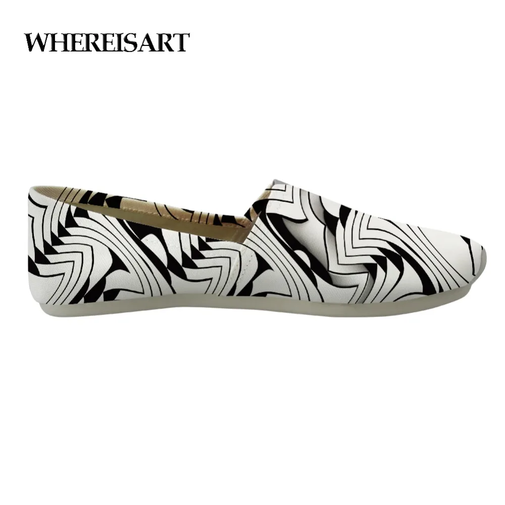

WHEREISART Trendy Shose For Men Geometric Flats Leisure Shoes Personalized White Print Canvas Shoes Chaussure Homme de Marque
