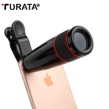 TURATA телескоп для пешего туризма, концертный объектив для телефона, объектив для камеры 12X, зум-объектив с зажимом, универсальный для смартфонов samsung iPhone Xiaomi