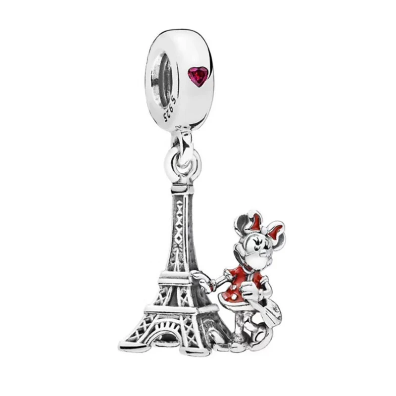 

2019 New Authentic 925 Sterling Silver Eiffel Tower Paris Dangle Charm Lovely Animal Design Pendant Women Bracelet Jewelry Gift