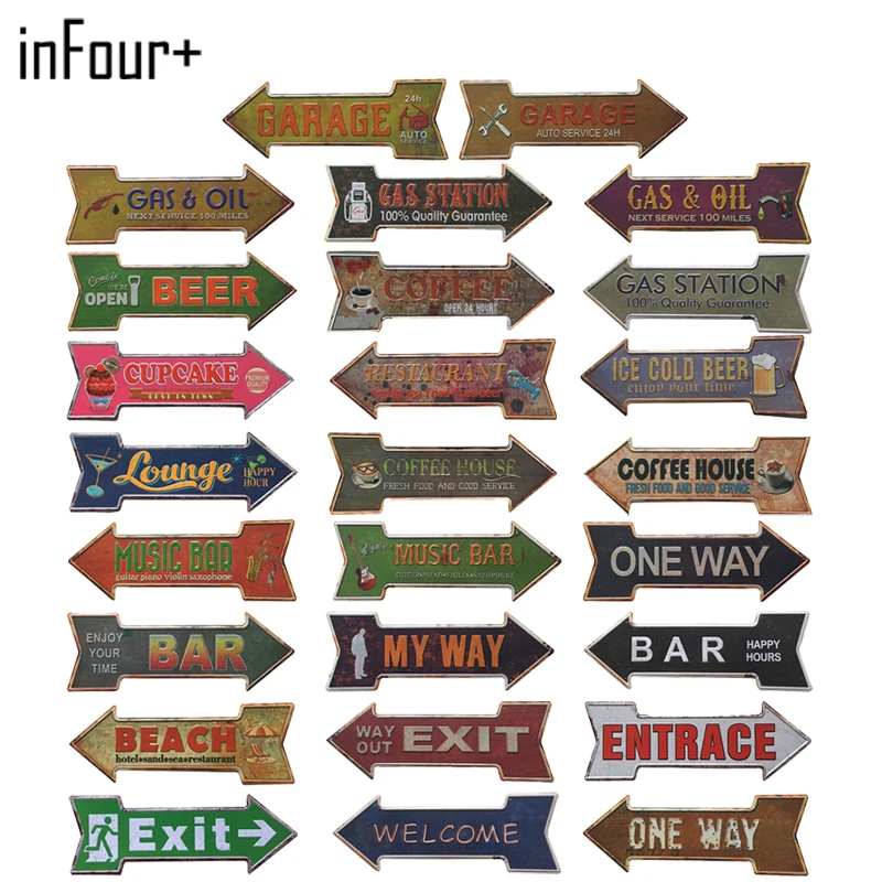 

[inFour+]New Arrow 20 Stlye Sign Metal Signs Home Decor Vintage Tin Signs Pub Vintage Decorative Plates Metal Wall Art Plaque