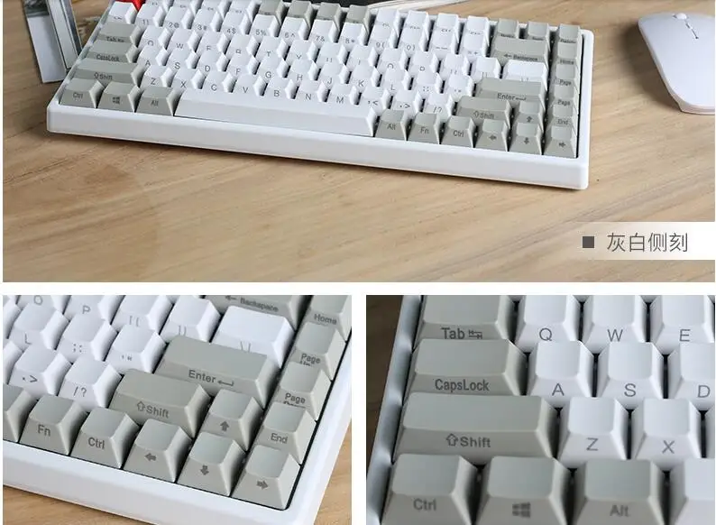 Keycool 84 мини механическая клавиатура cherry mx прозрачный переключатель коричневый PBT keycap mini84 компактная игровая клавиатура съемный кабель - Цвет: White side print