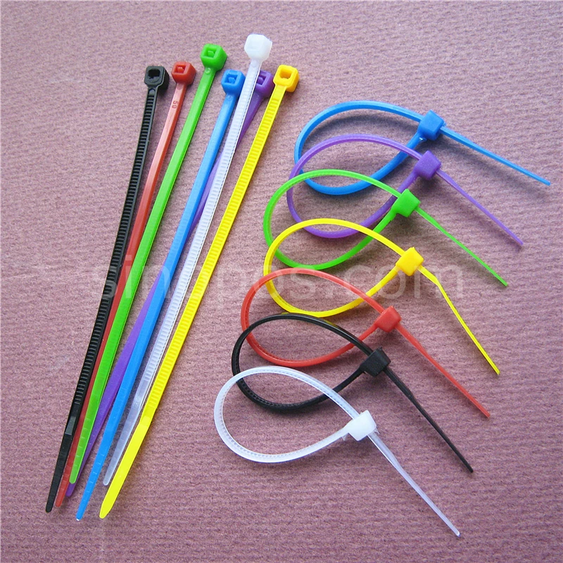 Bridas de nailon para cables eléctricos, 2,5x100mm de colores surtidos, cierre con cremallera automático, soporte de señal, fijación en estante, bloqueo de bucle seguro|self lock|wire ties - AliExpress