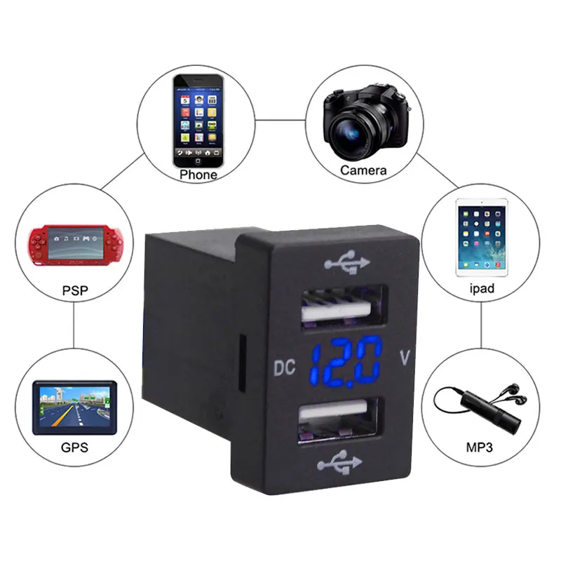 

Fast-Charging Auto USB Time-Saving Tamper Proof 12/24V ABS Practica 3.1A Durable Auto Dual USB for New Carolina