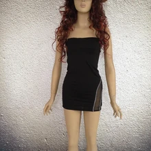 Короткое платье без бретелек пикантные женские Панель сетки платье без бретелек Дамы Fashoin Sexy Babydoll мини-платье