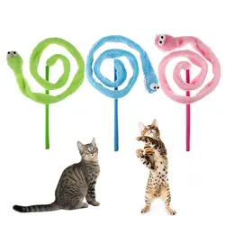 Многоцветный мультфильм змея Кот придерживаться звук игрушка кошка тизер плюшевая Интерактивная Игрушечные лошадки для кошки Смешные