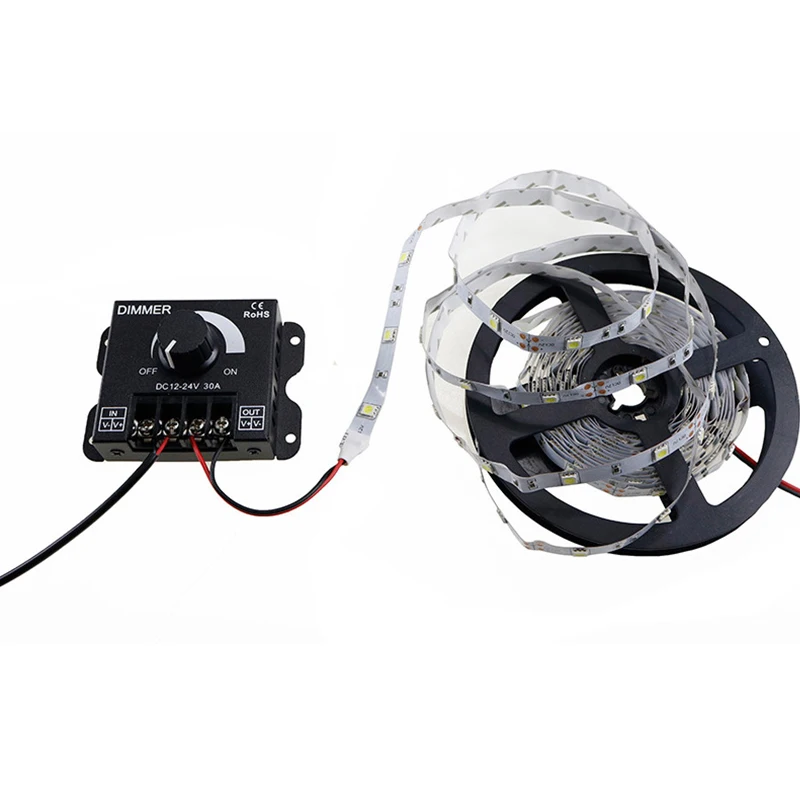 HKZZI DC12V 24V светодиодный диммер 30A 720 Вт бесступенчатый ручной одноцветный